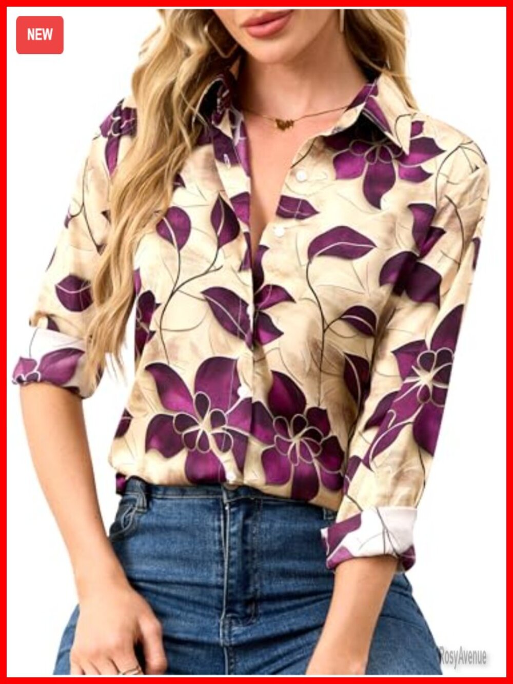 Wrinkle-Resistant Silky Button Down Shirt V-Neck Long Sleeve Blouse